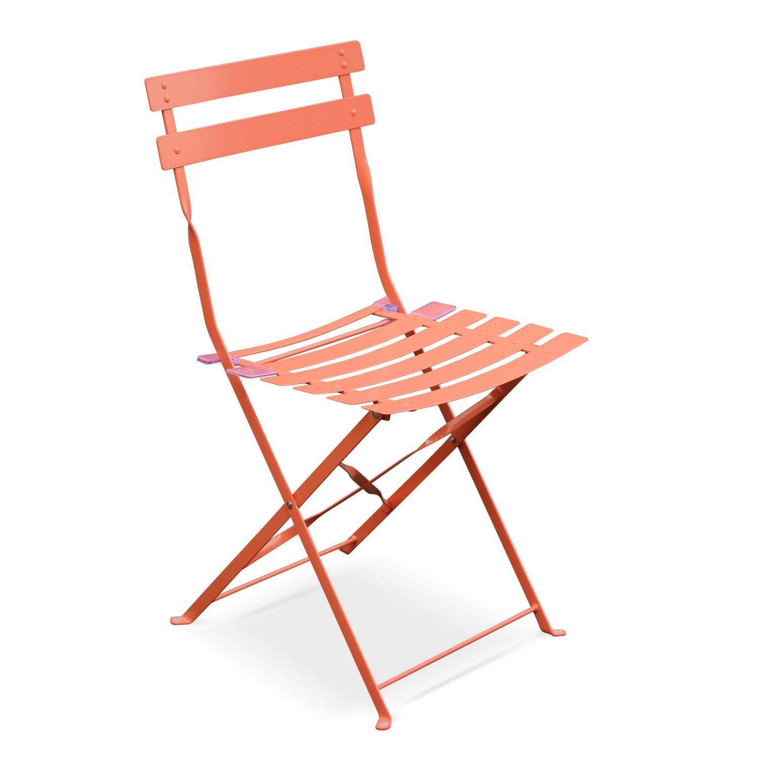 Emilia - Bistroset - 2 inklapbare stoelen en een vierkante tafel 70x70 van gepoedercoat staal – Staal Photo3