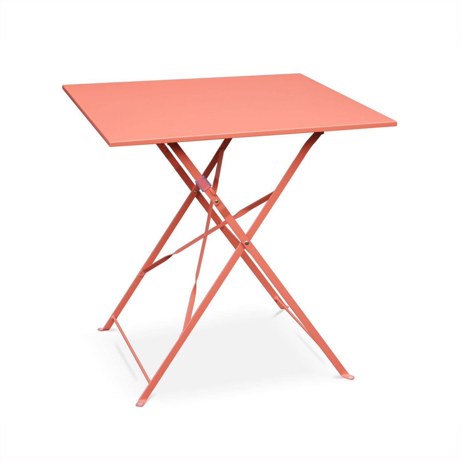 Emilia - Bistroset - 2 inklapbare stoelen en een vierkante tafel 70x70 van gepoedercoat staal – Staal Photo2