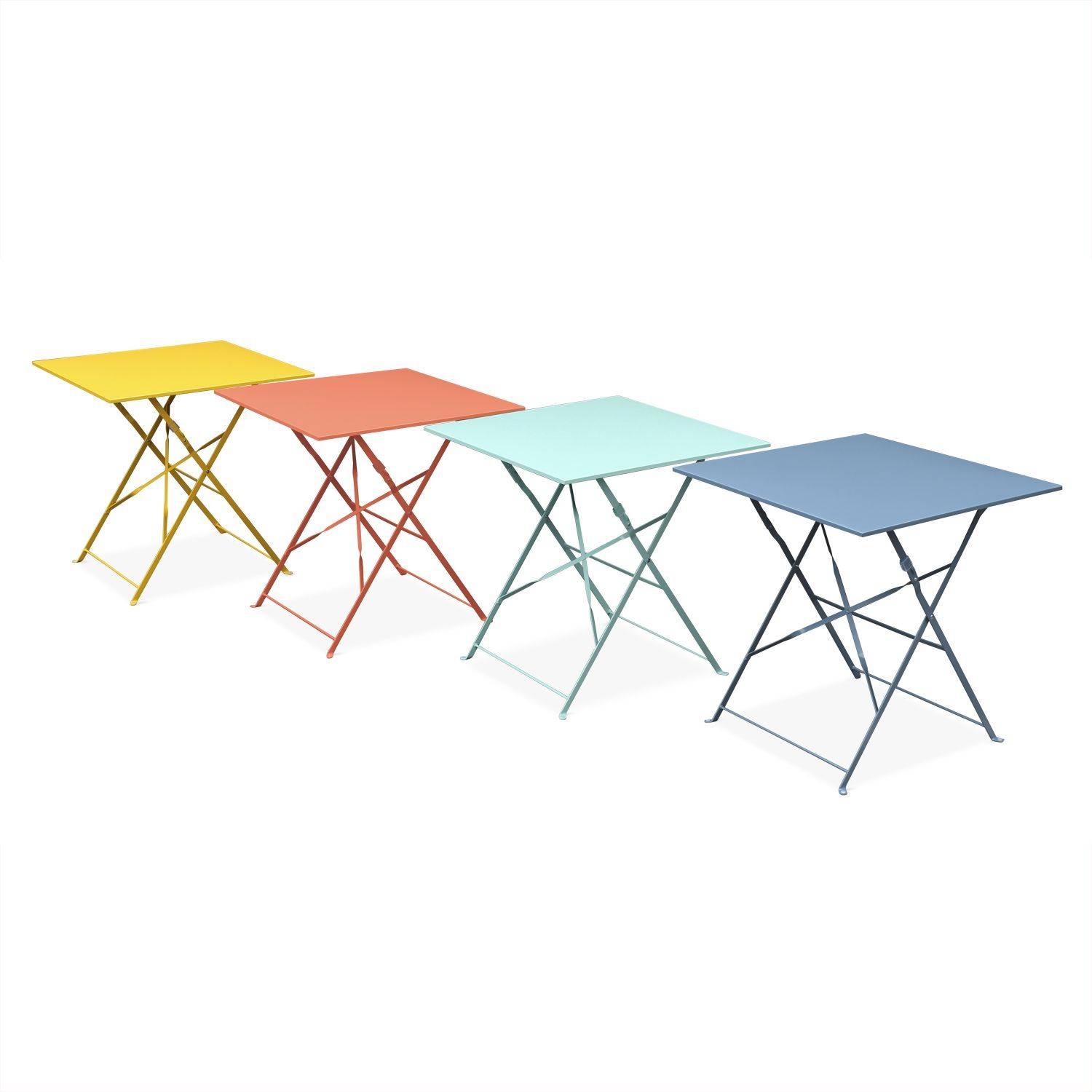 Emilia - Bistroset - 2 inklapbare stoelen en een vierkante tafel 70x70 van gepoedercoat staal – Staal Photo6