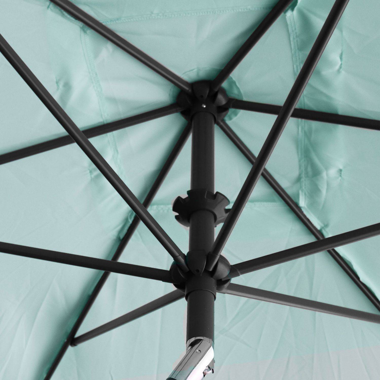 Ombrellone rettangolare dritto 2x3m - Touquet verde acqua - palo centrale in alluminio con manovella di apertura Photo6