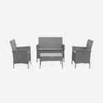 Muebles de jardín Moltes en mimbre gris y cojines grises - 1 sofá, 2 sillones, 4 asientos Photo2
