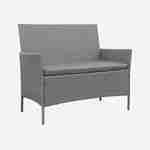 Muebles de jardín Moltes en mimbre gris y cojines grises - 1 sofá, 2 sillones, 4 asientos Photo3