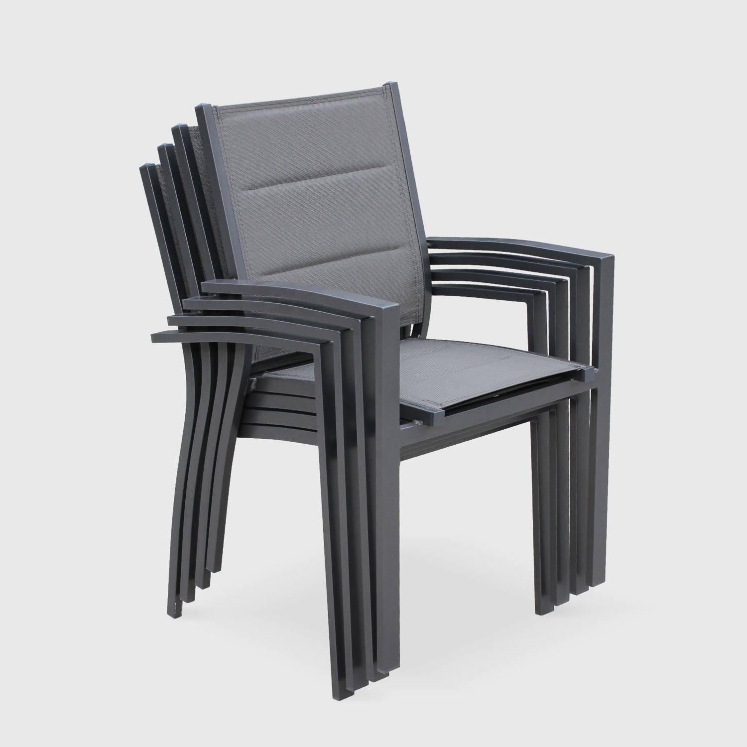 Ensemble Philadelphie 1 table extensible et 8 fauteuils en aluminium et textilène Photo7