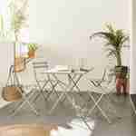 Salon de jardin bistrot pliable - Emilia rectangulaire gris taupe 110x70cm avec quatre chaises pliantes, acier thermolaqué Photo1