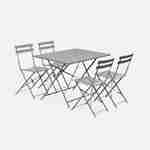 Salon de jardin bistrot pliable - Emilia rectangulaire gris taupe 110x70cm avec quatre chaises pliantes, acier thermolaqué Photo2