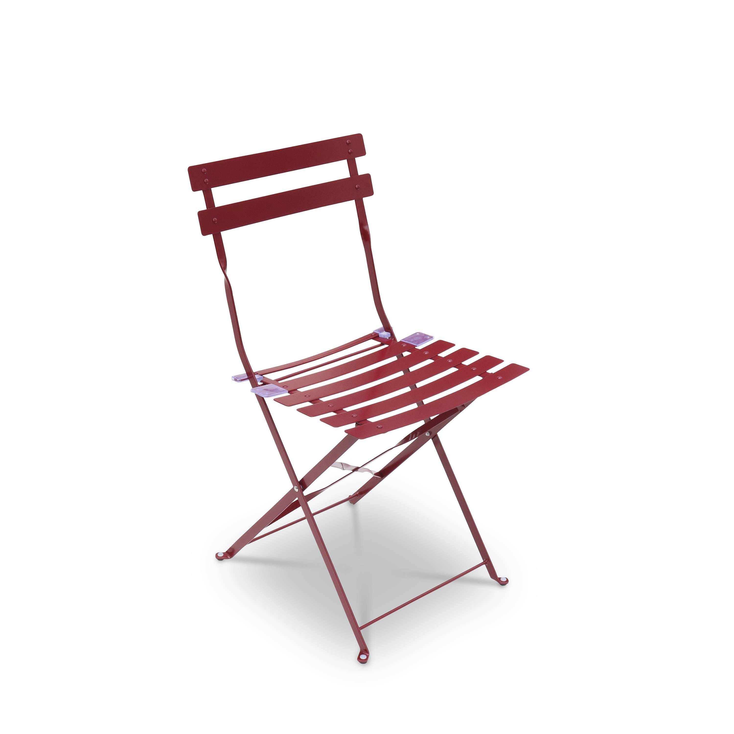 Tavolo da giardino, bar bistrot, pieghevole - modello: Emilia, rettangolare, colore: Bordeaux - Tavolo, dimensioni: 110x70cm, con quattro sedie pieghevoli, acciaio termolaccato Photo3