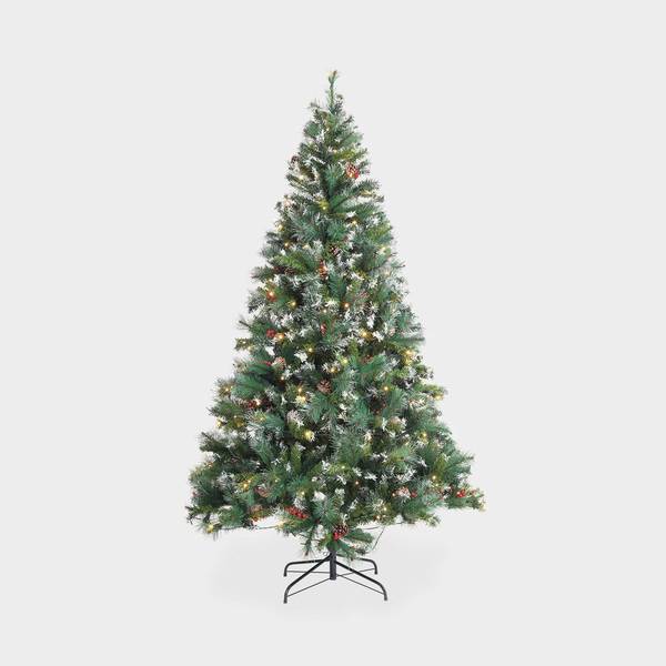 Árvore de Natal Artificial de Luxo - 210 cm com guirlanda de luz e pé  incluido - FRINGANT