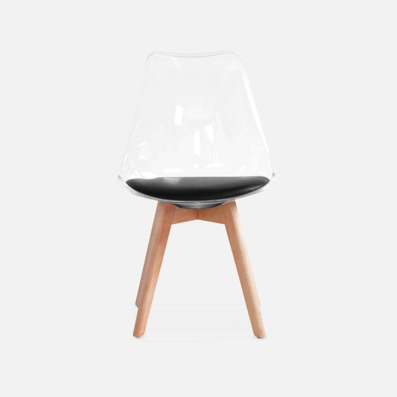 Juego de 4 sillas escandinavas - Lagertha - patas de madera, asientos individuales, cojín negro, carcasa transparente  Photo5