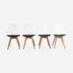 Lot de 4 chaises scandinaves - Lagertha - pieds bois, fauteuils 1 place, coussin noir, coque transparente  Photo4
