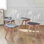 Juego de 4 sillas escandinavas - Lagertha - patas de madera, asientos individuales, cojín negro, carcasa transparente  Photo1