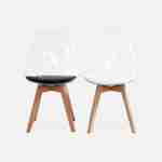 Juego de 4 sillas escandinavas - Lagertha - patas de madera, asientos individuales, cojín blanco, carcasa transparente  Photo7