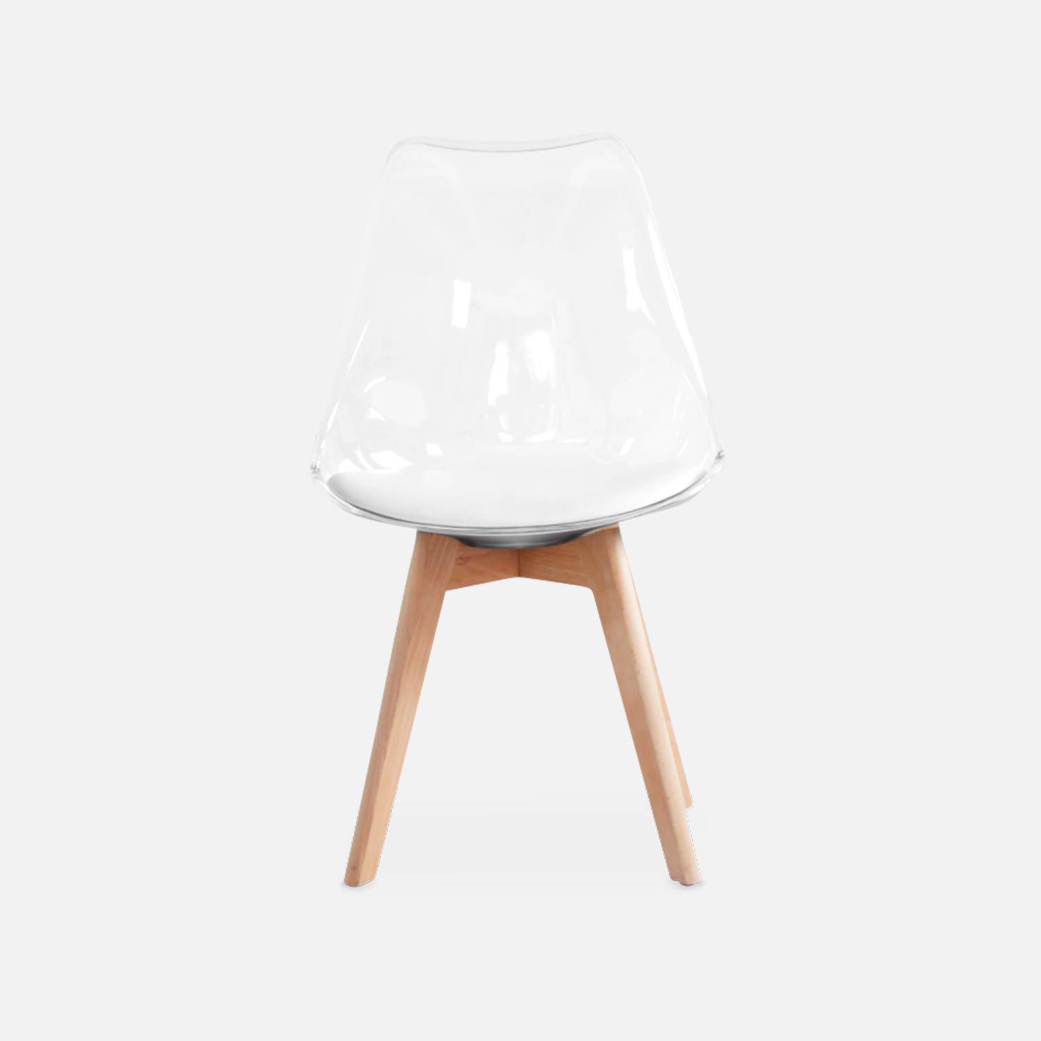 Juego de 4 sillas escandinavas - Lagertha - patas de madera, asientos individuales, cojín blanco, carcasa transparente  Photo8
