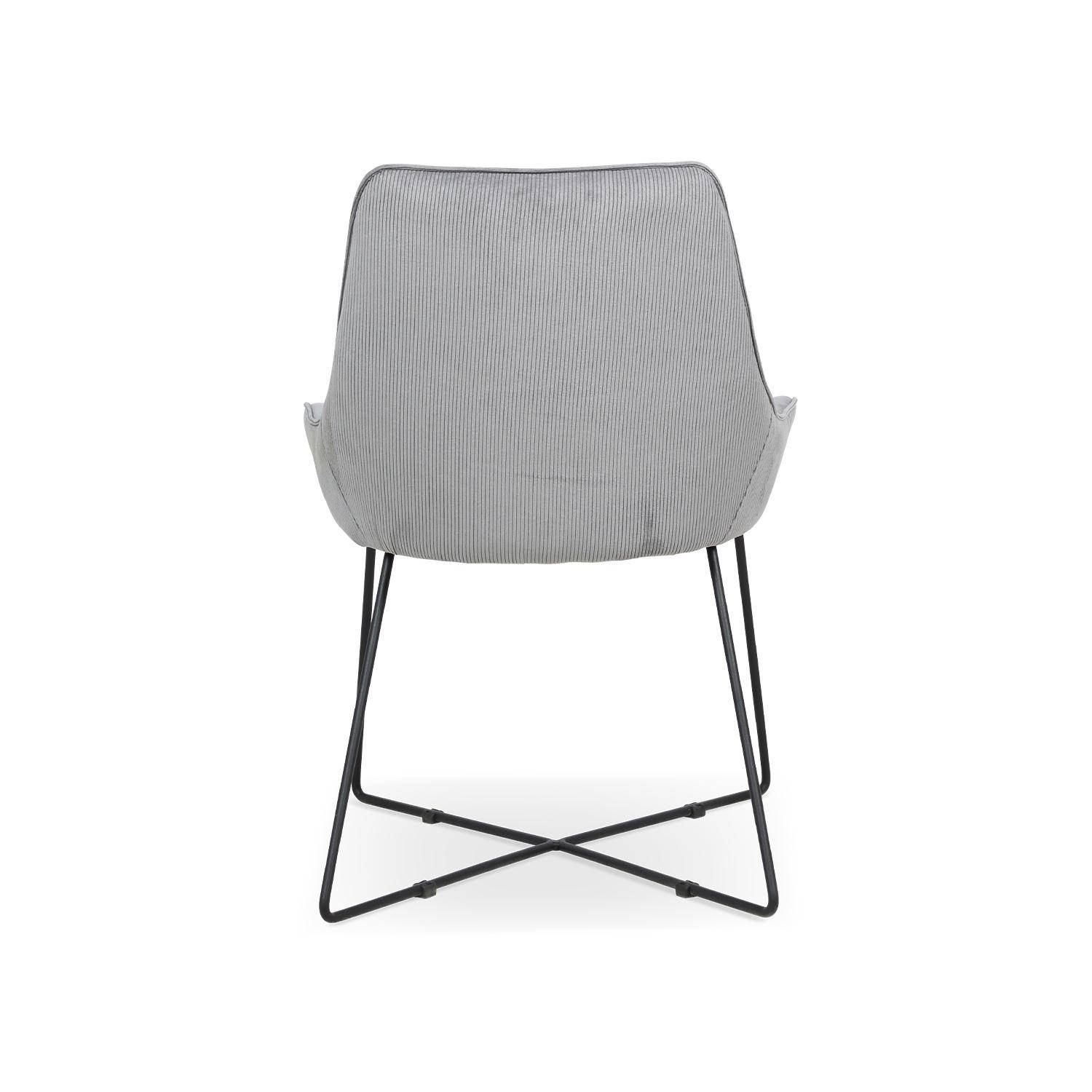 Lot de 2 chaises - Astrid - en velours côtelé gris, 56,5 x 62 x 82,5cm Photo7