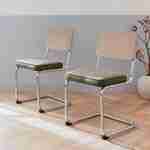 2 Freischwinger Stühle - Maja - taupefarbener Stoff und Rohrgeflecht, 46 x 54,5 x 84,5cm Photo1