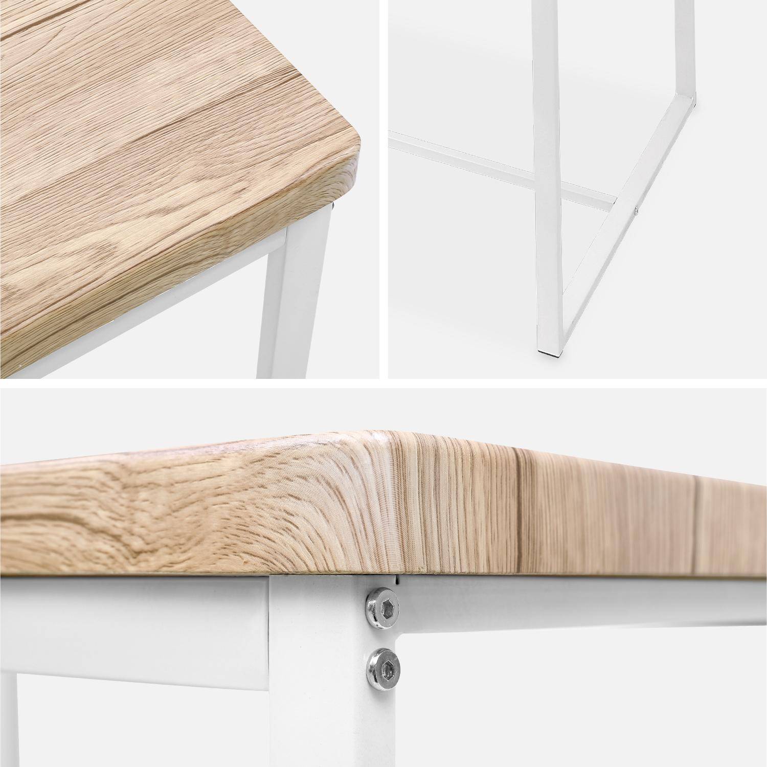 Conjunto mesa alta rectangular LOFT con 4 taburetes de barra, en acero e imitación madera, de diseño Photo5