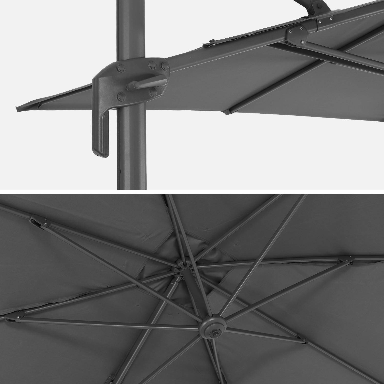 Parasol rectangular desplazado 2x3m - Antibes - Gris - Parasol desplazado que se puede inclinar, plegar y girar 360°. Photo7