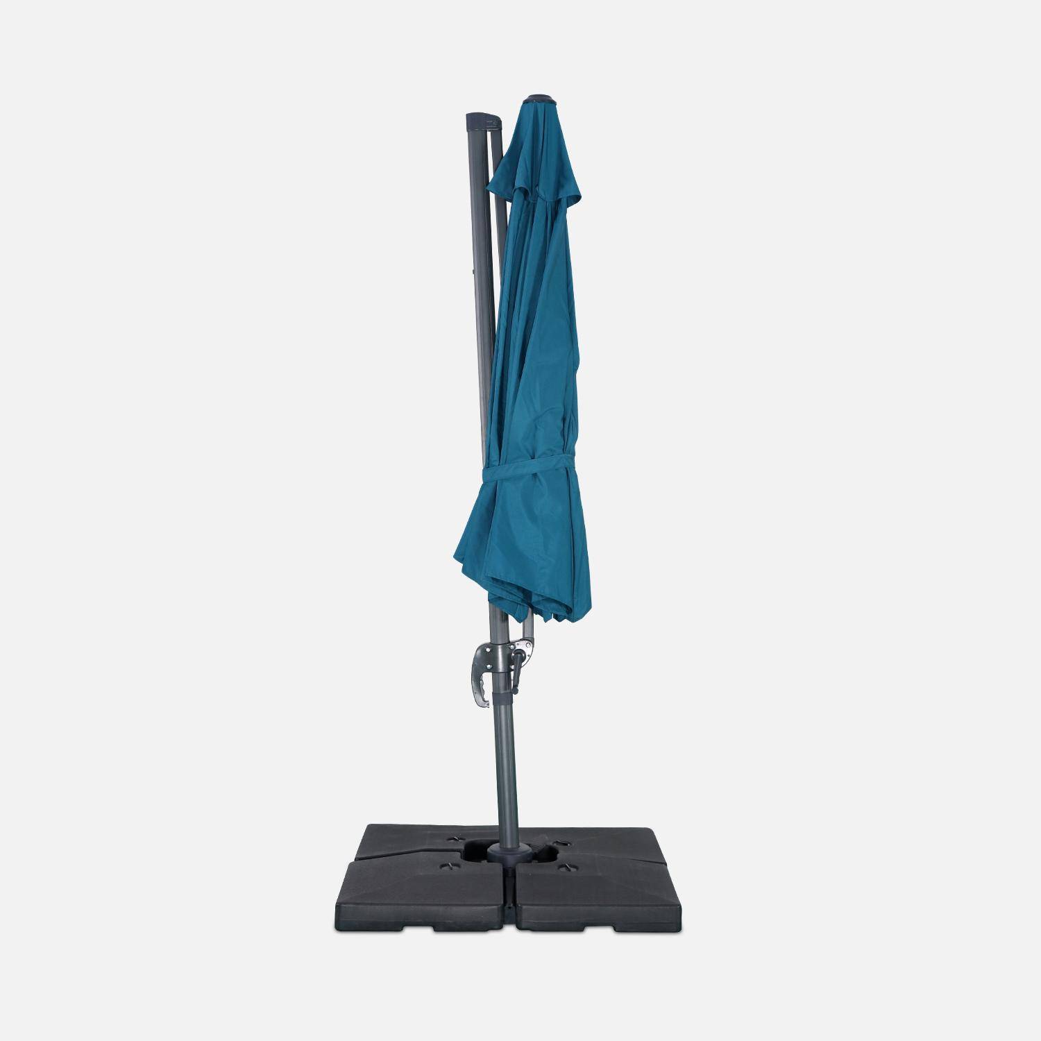 Achthoekige zweefparasol Ø 350cm - Donker Turquoise - Zweefparasol, kantelbaar, inklapbaar en 360° draaibaar Photo6