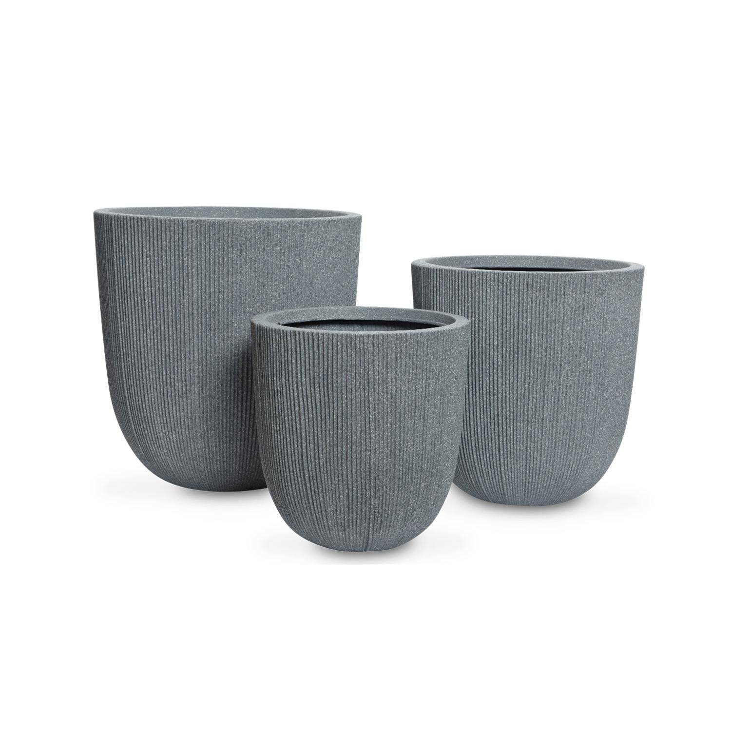 Conjunto de 3 tampas para vasos - Hibiscus - vasos de plástico, 3 tamanhos, redondos, cinzento escuro, encaixáveis Photo3