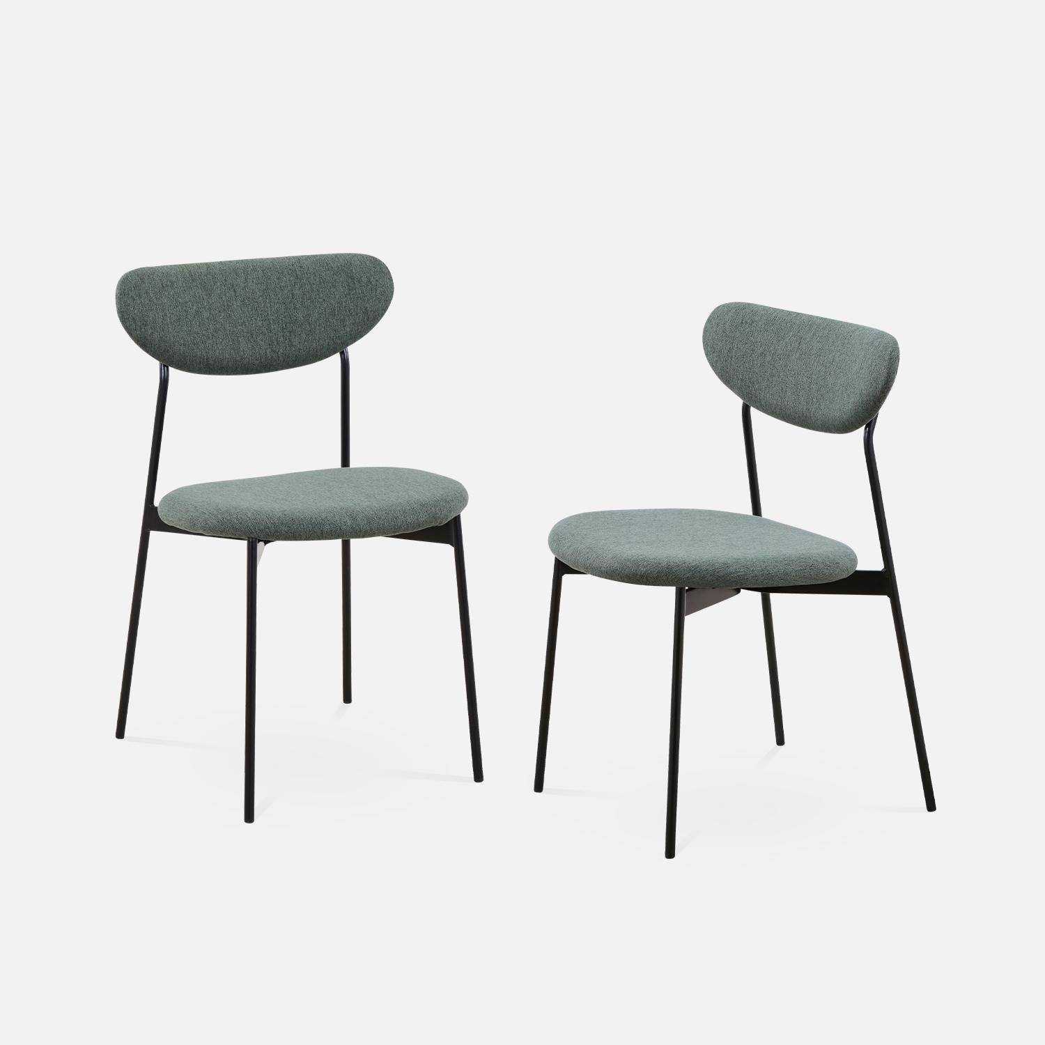 Set van 2 stoelen, Scandinavisch en vintage, stalen poten, groen Photo3