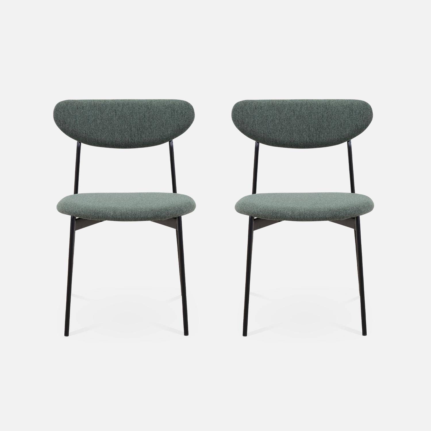 Set van 2 stoelen, Scandinavisch en vintage, stalen poten, groen Photo4