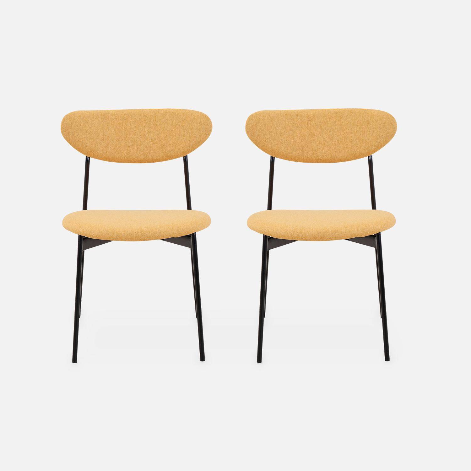 Lot de 2 chaises - Arty - scandinaves et vintage, assise et dossier moutarde, pieds en acier  Photo4