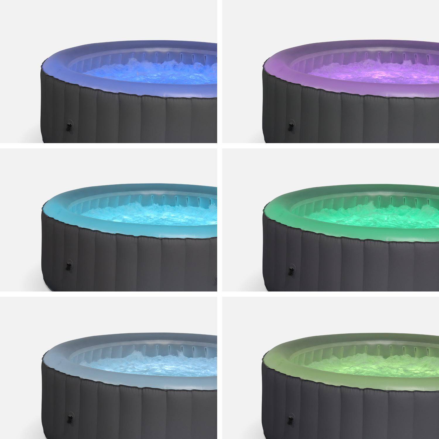 Spa MSPA gonflable rond – Glow 6 gris - Spa 6 personnes Ø205 cm avec bande LED intérieure, PVC, pompe, chauffage, gonfleur, 2 cartouches filtrantes, bâche et télécommande de contrôle Photo4