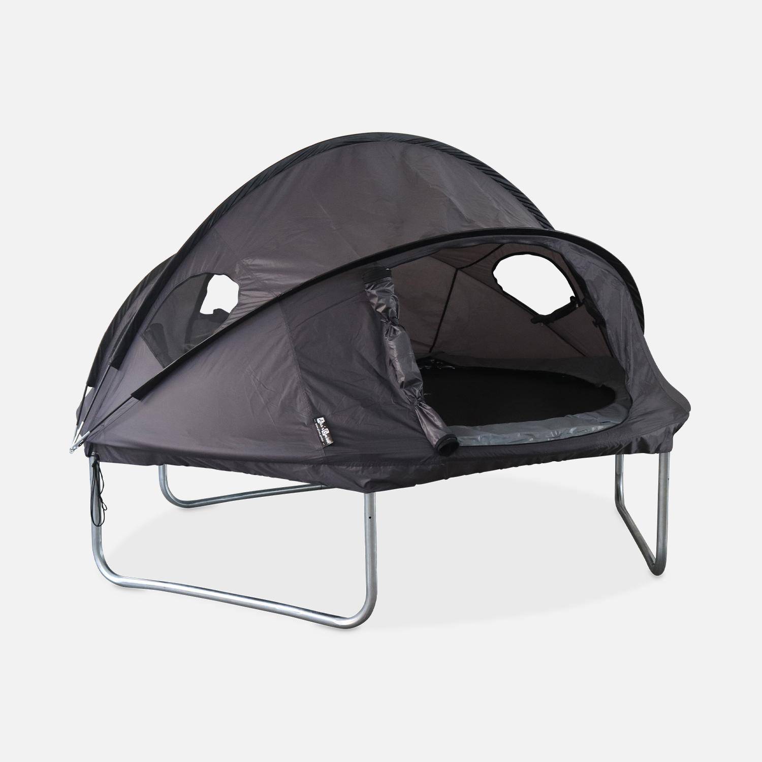 Tente de camping pour trampoline Ø250cm (filet intérieur et extérieur) polyester, traité anti UV, 2 portes, 4  fenêtres & sac de transport Photo2