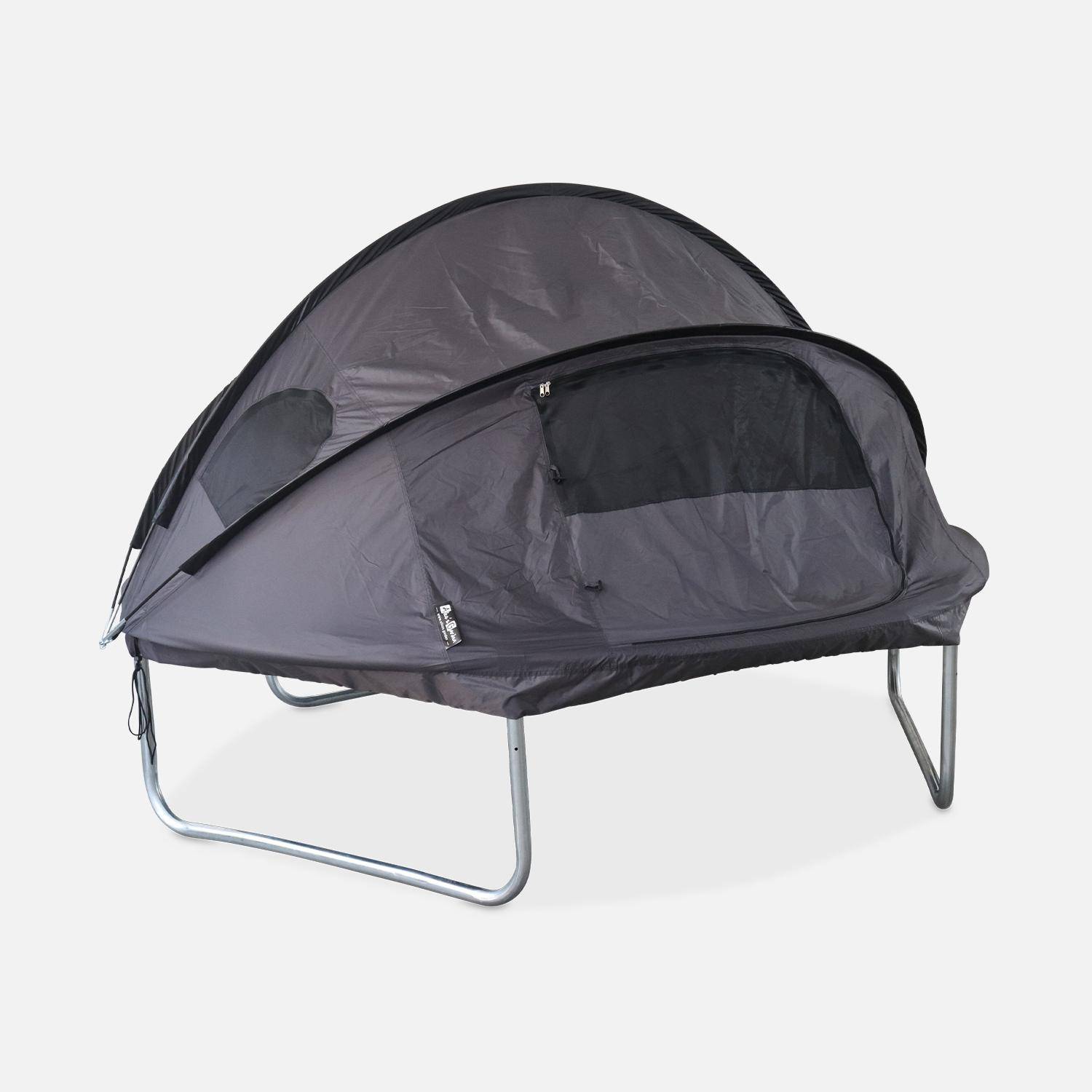 Tente de camping pour trampoline Ø250cm (filet intérieur et extérieur) polyester, traité anti UV, 2 portes, 4  fenêtres & sac de transport Photo1