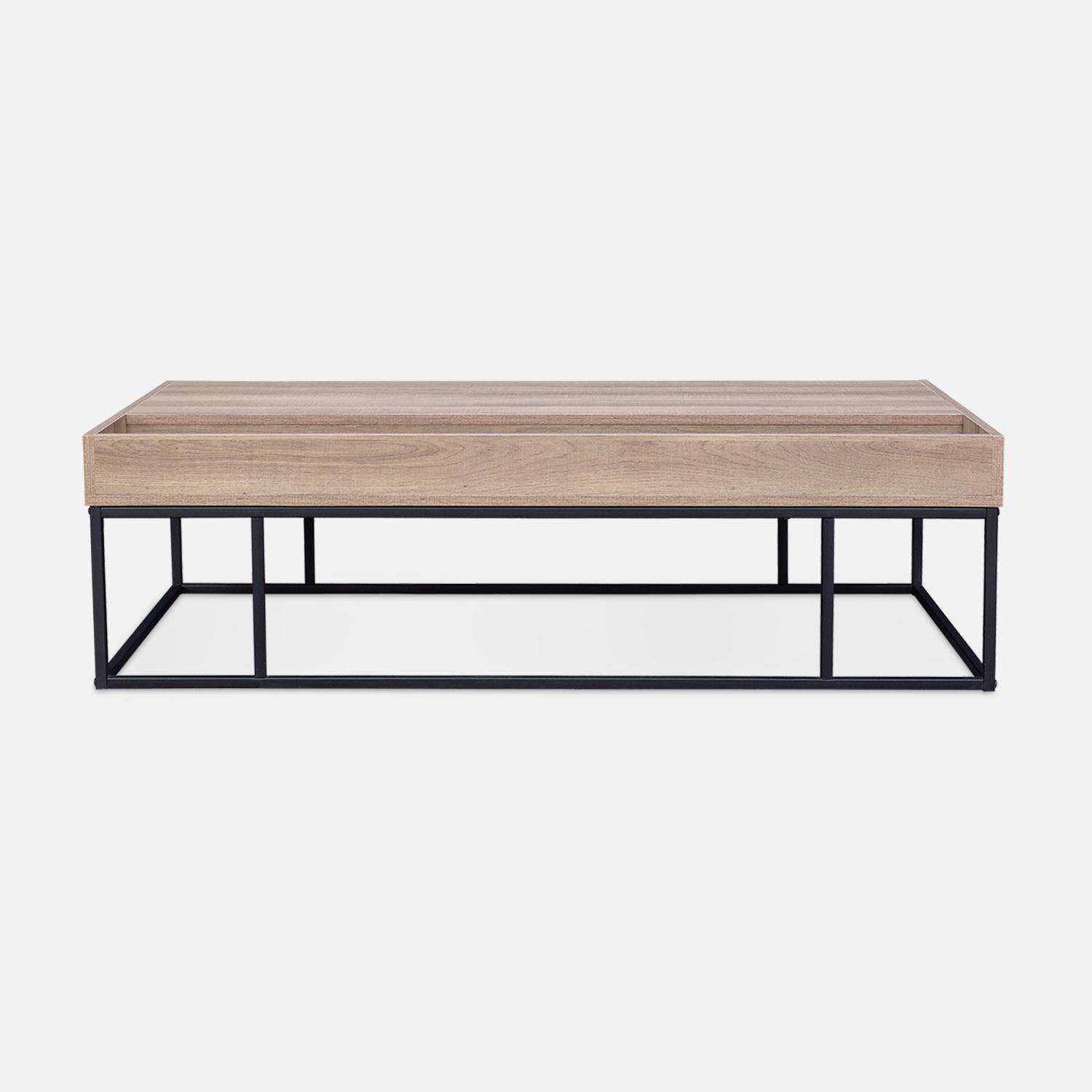 Table basse en décor bois et métal 120x59x34.5cm - Magnus - 3 espaces de rangement  Photo4