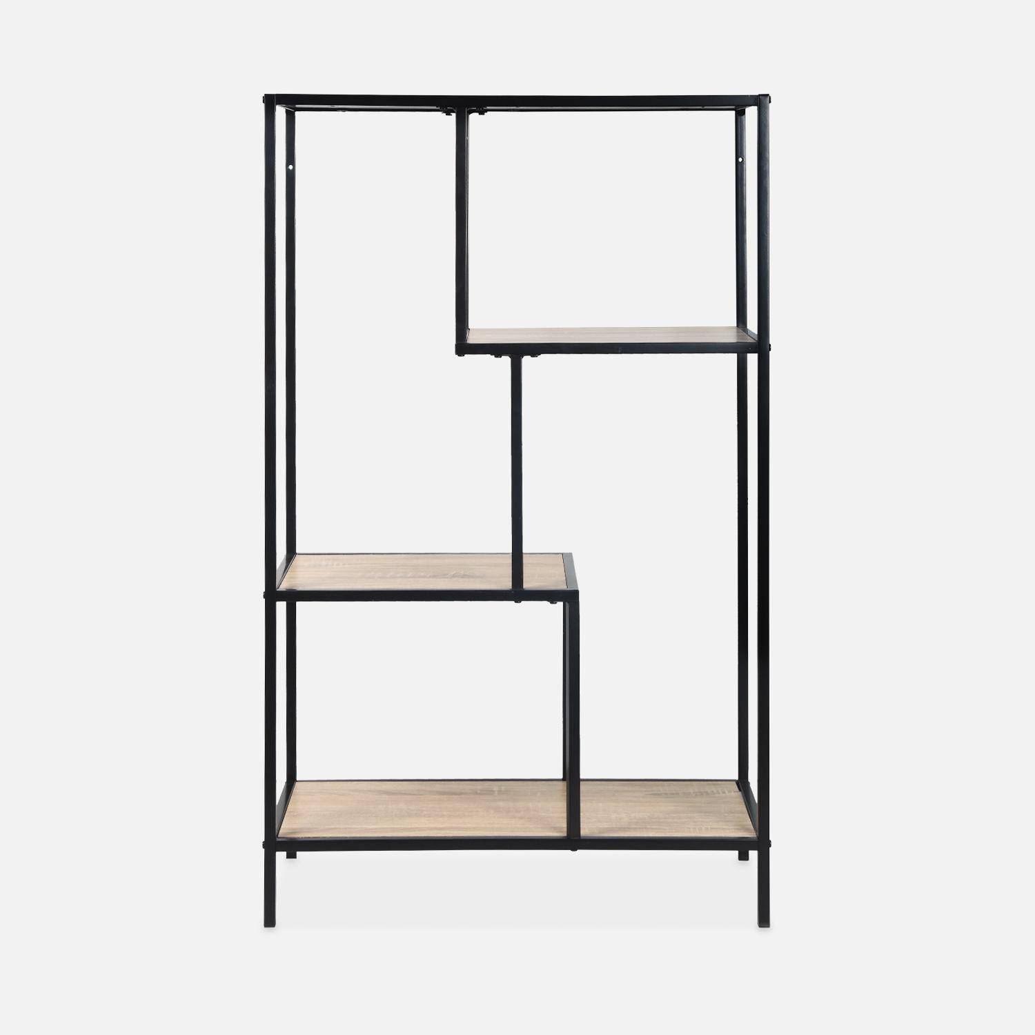 Estantería de metal y madera negra - Loft - Librería de 4 niveles, 69 x 33 x 113,5cm Photo4