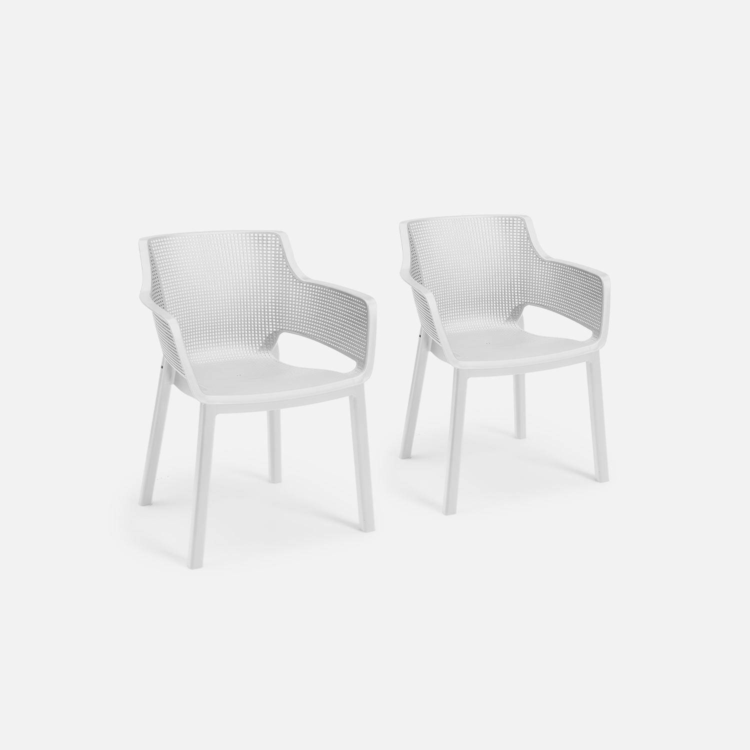 2 Gartenstühle aus gespritztem Kunststoffharz - Elisa - weiß, stapelbar Photo1