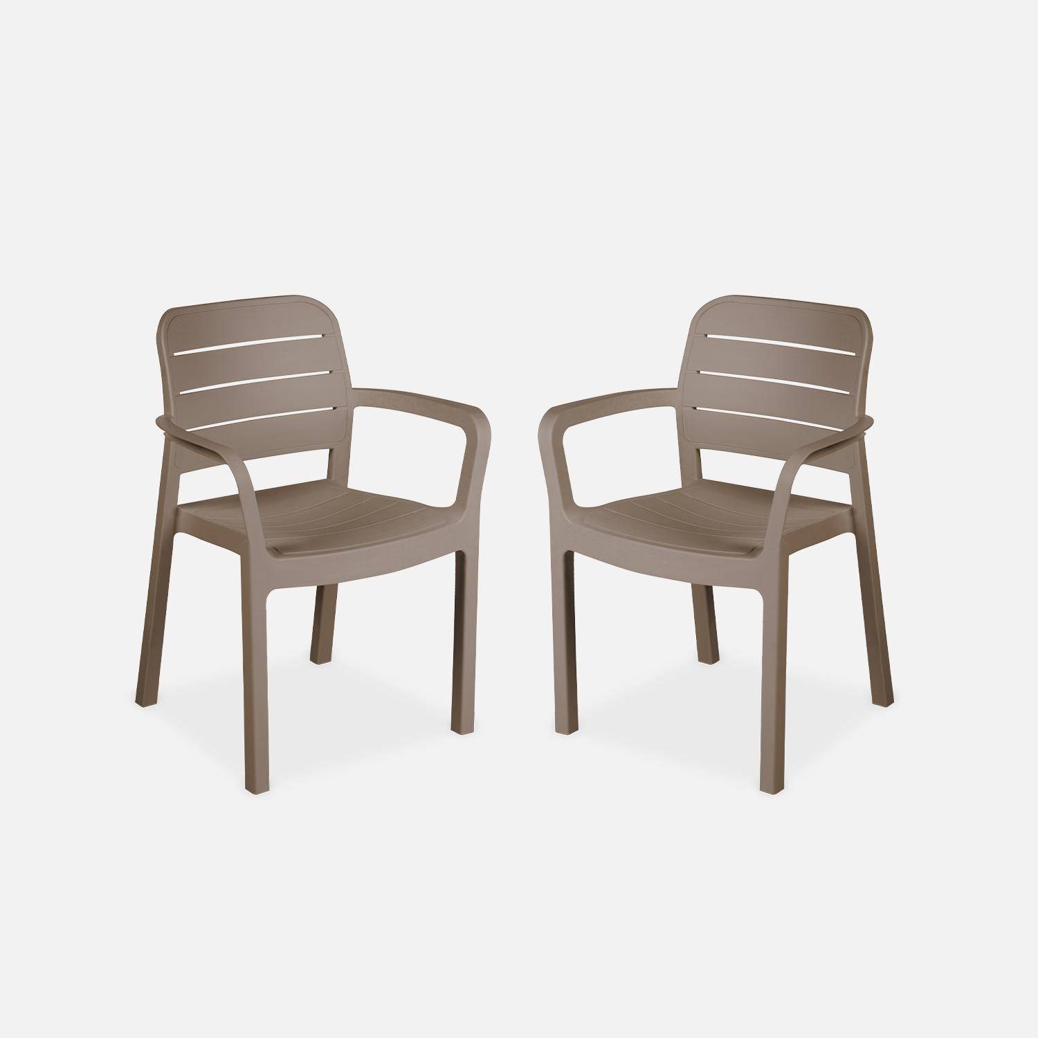 Conjunto de 2 cadeiras de jardim em plástico injectado, grafite - cappuccino Photo2