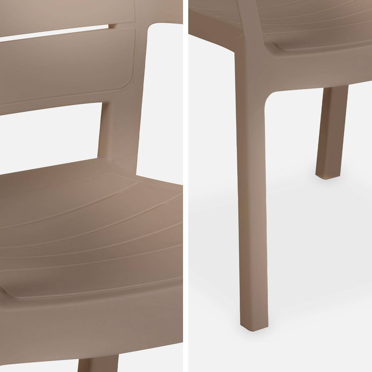 2 Gartenstühle aus gespritztem Kunststoffharz, Cappuccino - Tisara Photo4