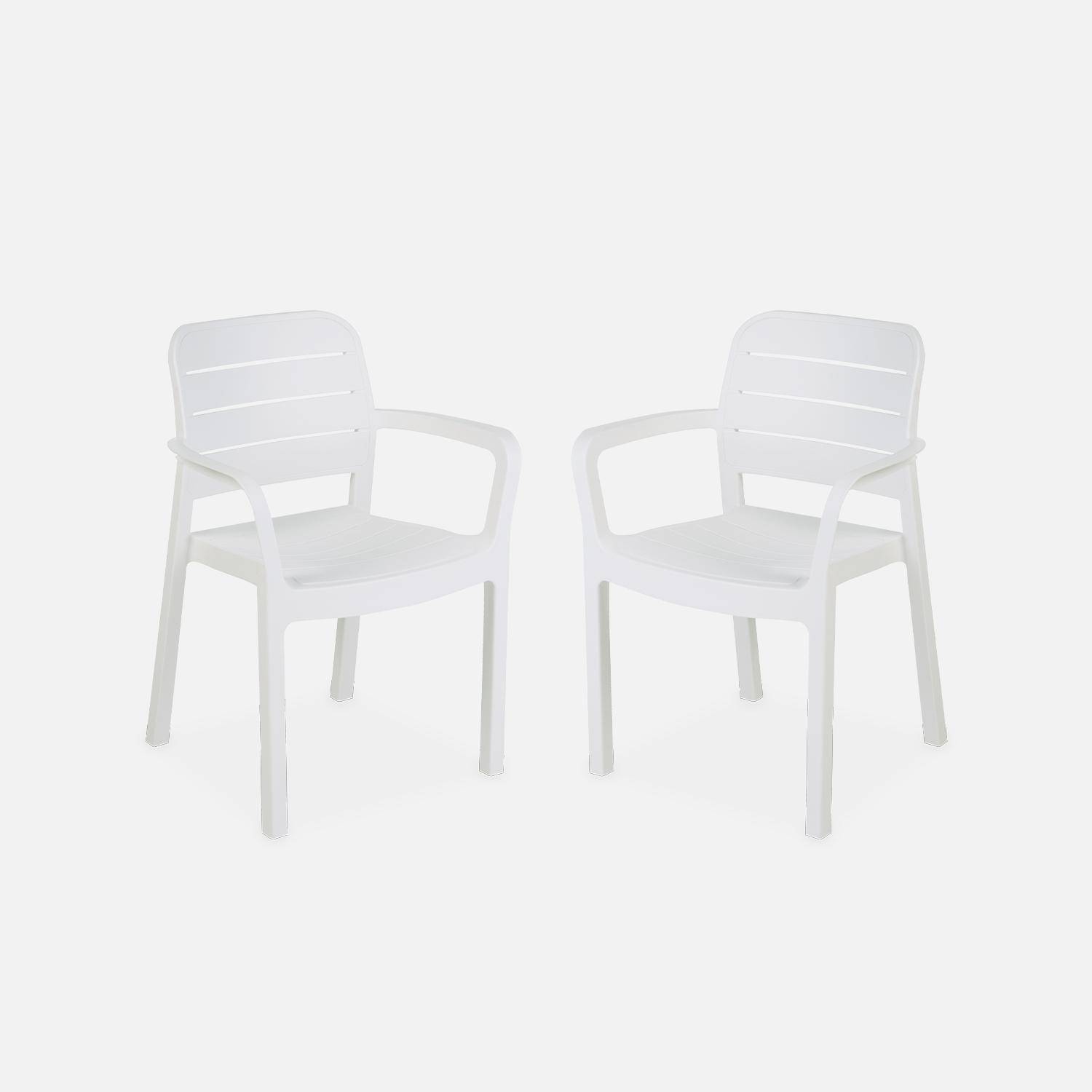 2 Gartenstühle aus gespritztem Kunststoffharz, Weiß - Tisara Photo2