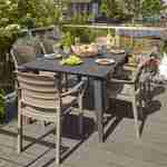 6 Gartenstühle aus gespritztem Kunststoffharz, Cappuccino - Tisara Photo2