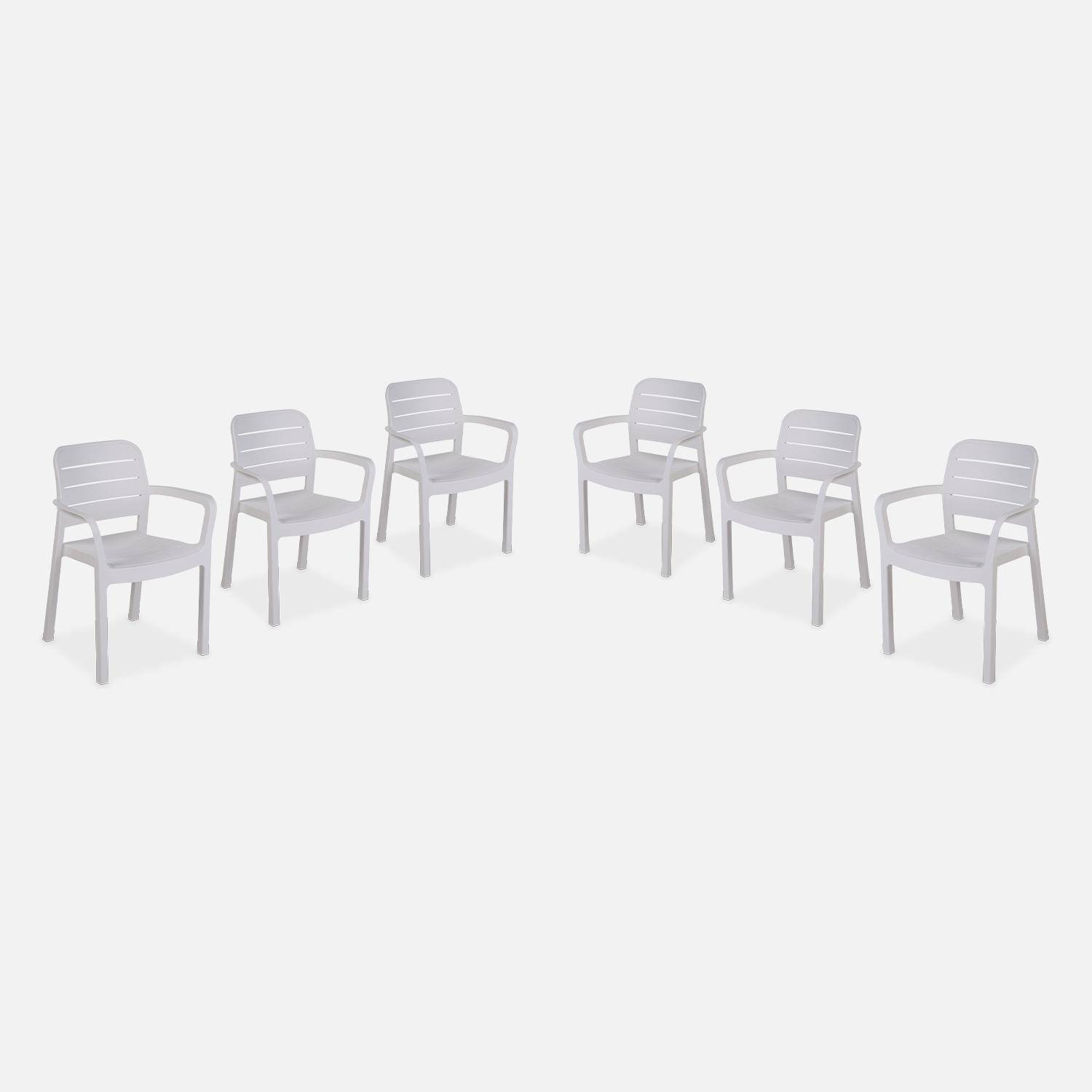 6 Gartenstühle aus gespritztem Kunststoffharz, Weiß - Tisara Photo1