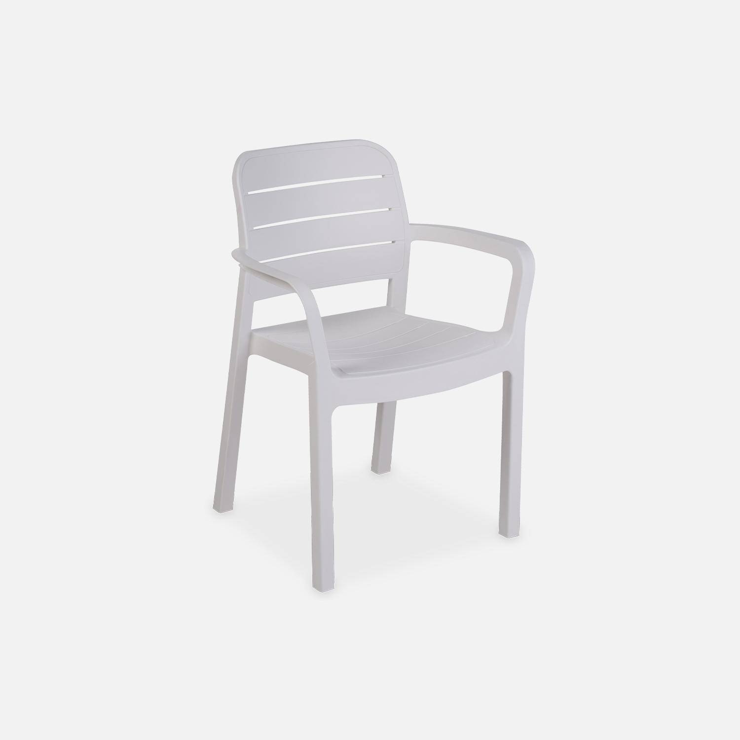 6 fauteuils de jardin en résine plastique injectée, Blanc - Tisara Photo2