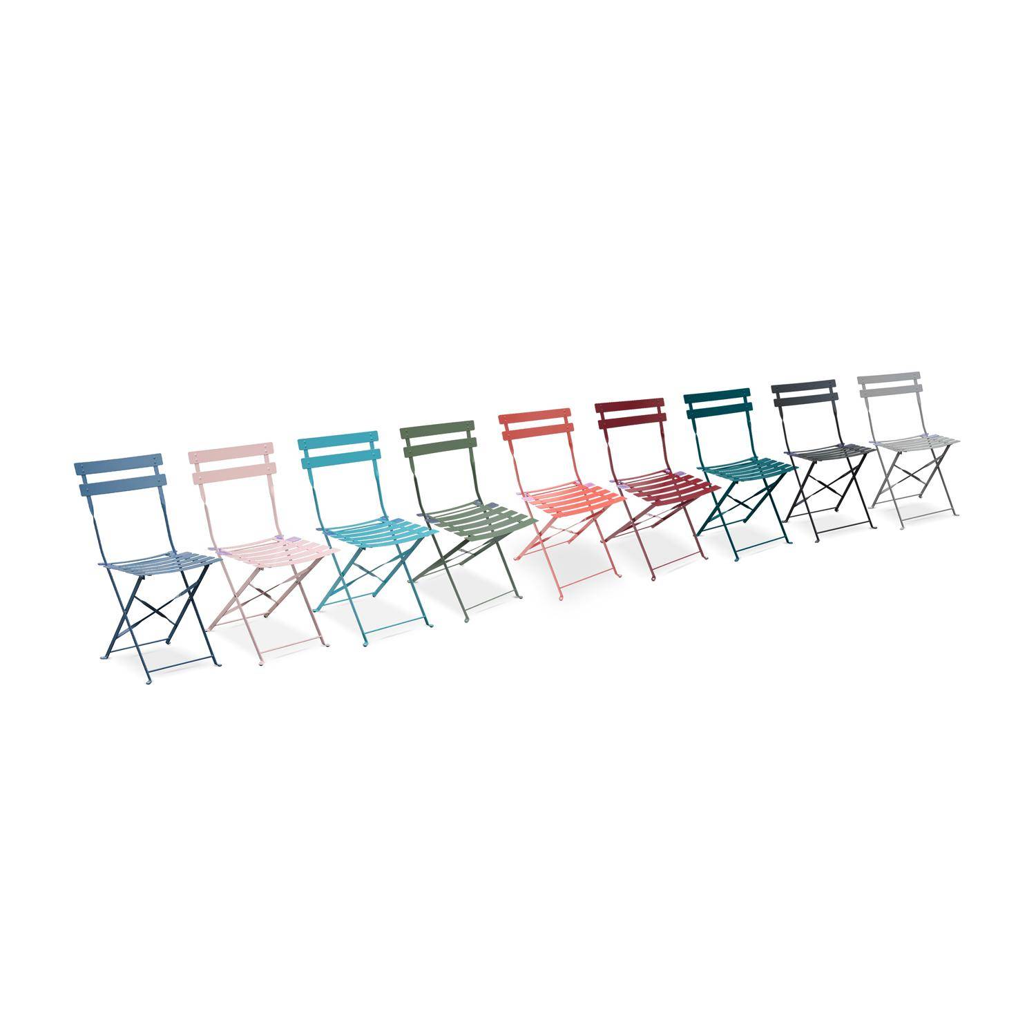Tavolo da giardino, bar bistrot, pieghevole - modello: Emilia, rettangolare, colore: Rosso Lampone - Tavolo, dimensioni: 110x70cm, con quattro sedie pieghevoli, acciaio termolaccato Photo8