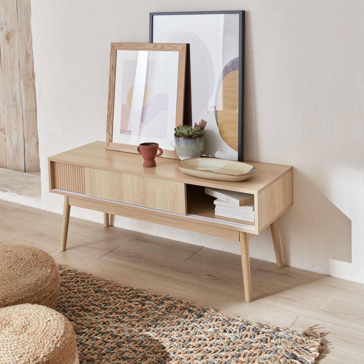 Mueble de TV de madera, 2 puertas correderas - Lineal Photo3