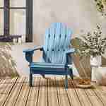 Fauteuil de jardin en bois peint - Adirondack Salamanca Bleu grisé - Eucalyptus FSC, chaise de terrasse rétro, siège de plage pliable Photo2