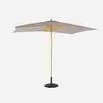 Rechthoekige houten parasol 2x3m, centrale houten mast, handmatig openingssysteem, katrol Photo1