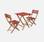 Mesa de jardim Bistro 60x60cm - Barcelona Bois / Terracotta - mesa quadrada dobrável bicolor em acácia com 2 cadeiras dobráveis