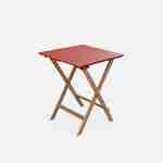 Conjunto de jardín de madera Bistro 60x60cm - Barcelona - terracota, mesa plegable cuadrada bicolor con 2 sillas plegables, acacia Photo3