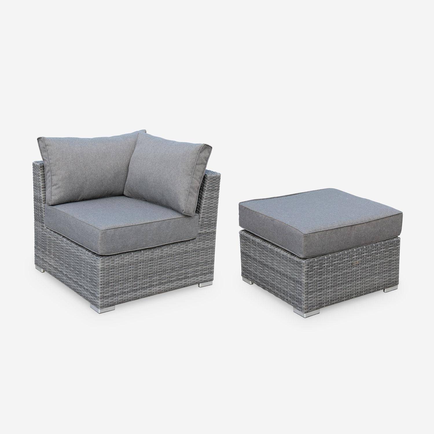 Muebles de jardín de resina trenzada redonda - VINCI - Cojines - 5 asientos, ajustable, ultra cómodo, de alta gama Photo4