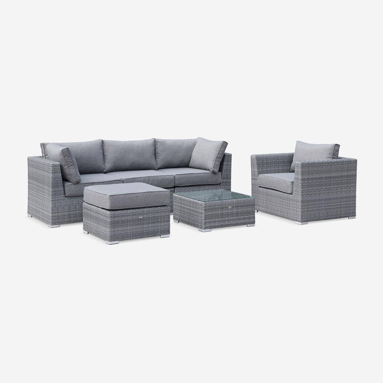 Muebles de jardín de resina trenzada redonda - VINCI - Cojines - 5 asientos, ajustable, ultra cómodo, de alta gama Photo2