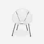 Lot de 2 fauteuils design Oeuf - Acapulco blanc- Fauteuils 4 pieds design rétro, cordage plastique, intérieur / extérieur Photo4