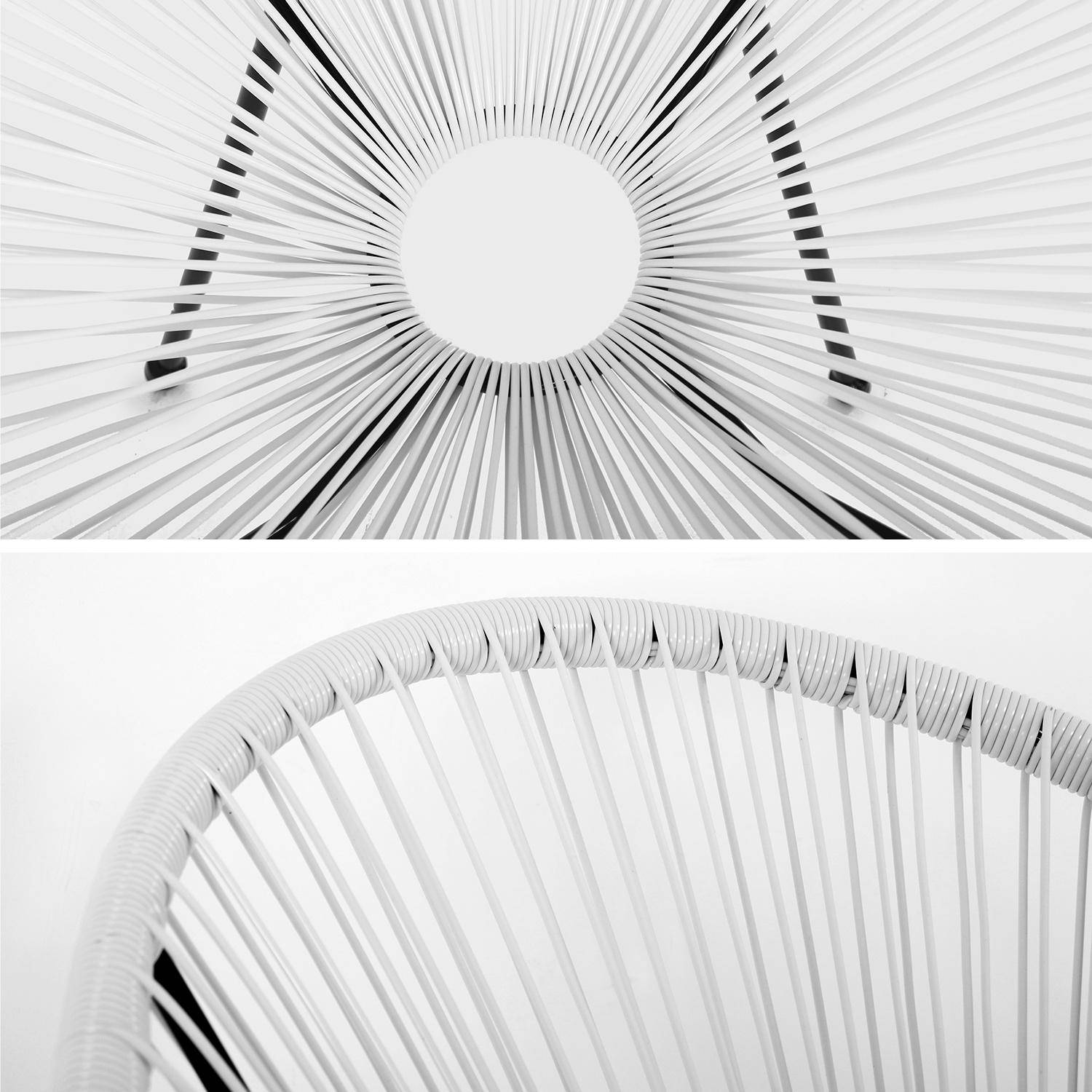 Lot de 2 fauteuils design Oeuf - Acapulco blanc- Fauteuils 4 pieds design rétro, cordage plastique, intérieur / extérieur Photo7