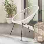 ACAPULCO eiförmiger Sessel - Weiß - 4-beiniger Sessel im Retro-Design, Kunststoffschnur, innen / außen Photo1