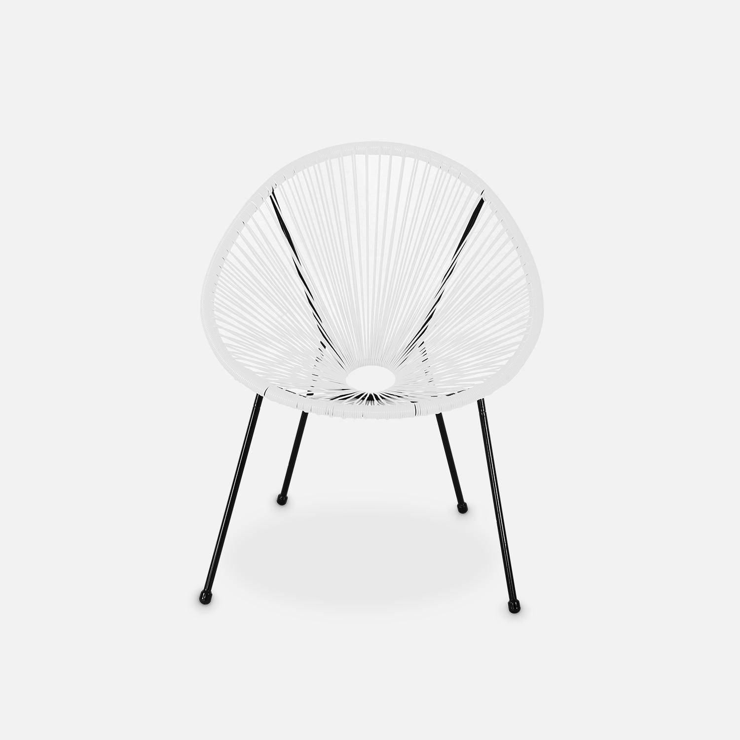 ACAPULCO eiförmiger Sessel - Weiß - 4-beiniger Sessel im Retro-Design, Kunststoffschnur, innen / außen Photo3