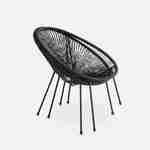 Set mit eierförmigen 2 Sesseln - Acapulco Schwarz - 4-beiniger Sessel im Retro-Design, Kunststoffschnur, innen / außen Photo5